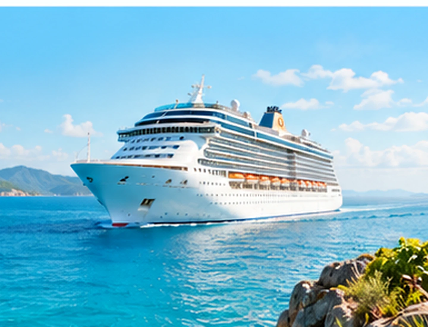 Großes Kreuzfahrtschiff auf dem offenen Meer
